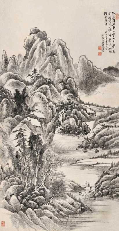 顾湛澄 己酉（1909年）作 山水 立轴